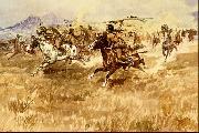 Charles M Russell Fight Between the Black Feet France oil painting reproduction